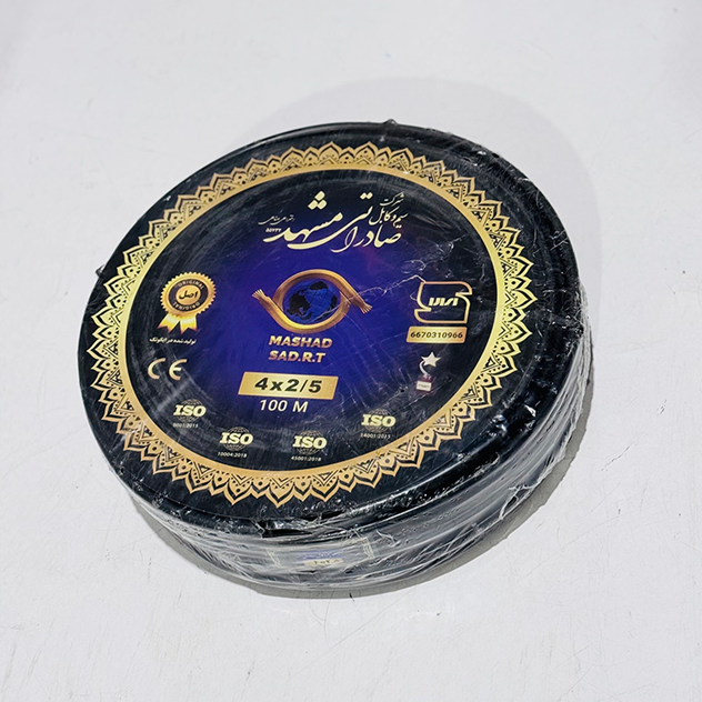 کابل برق افشان 4در 2.5 تمام مس حلقه 100 متری برند صادراتی مشهد